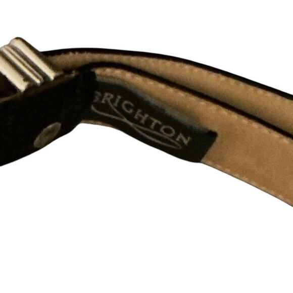 Brighton Vintage Style Black Croc Embossed Leather Belt Silver Buckle Size 34 - Picture 2 of 9